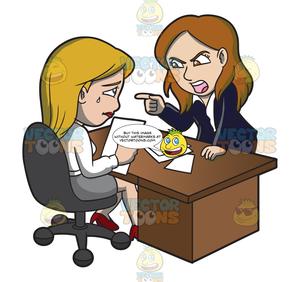 Yelling clipart bad job. A female boss scolding