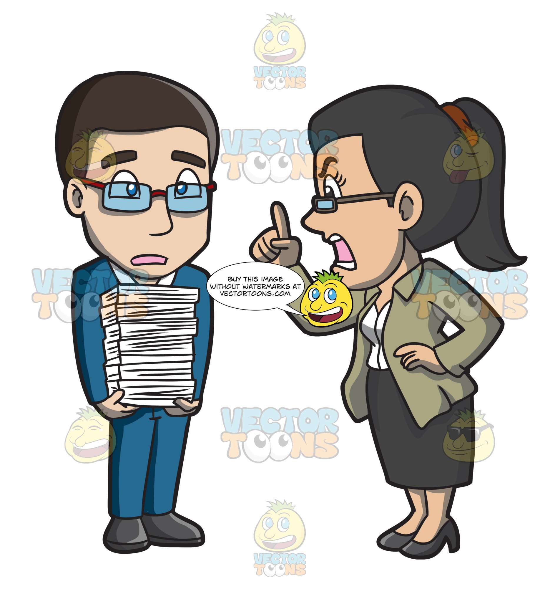 Boss clipart male boss. A female yelling at
