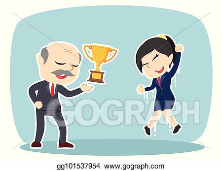 Boss clipart recognition. Vector stock giving trophy