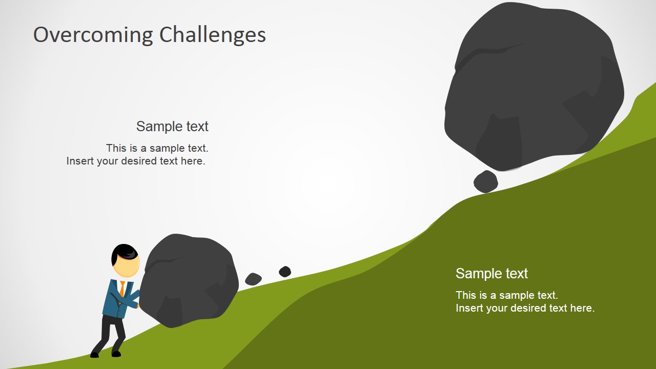 Overcoming challenges powerpoint template. Boulder clipart challenge