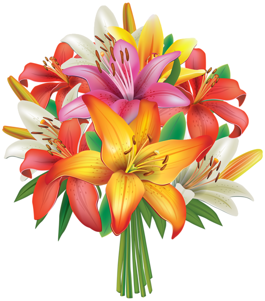 Microsoft clipart gallery flower. Lilies flowers bouquet png
