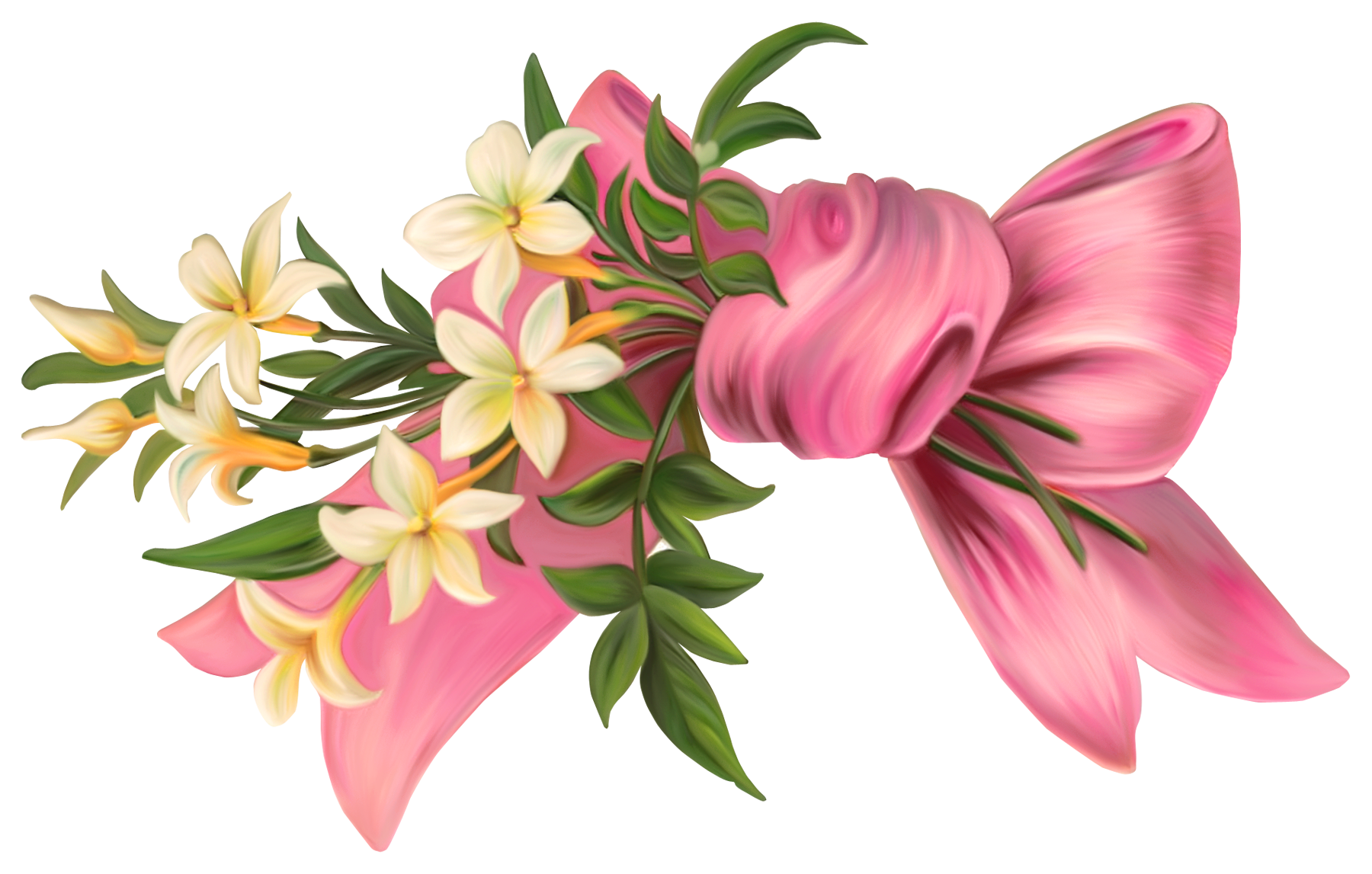 Clipart bow floral. Pink with flowers png