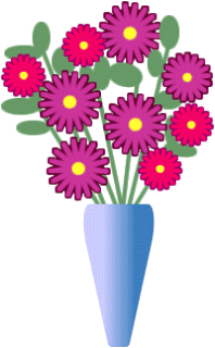 Free bright flowers vase. Bouquet clipart cute