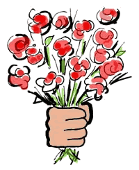 Holding of flowers . Bouquet clipart hand