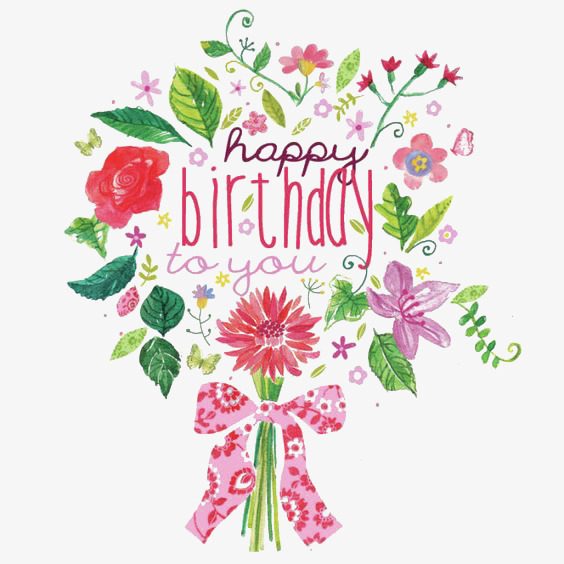 Cartoon english png image. Bouquet clipart happy birthday