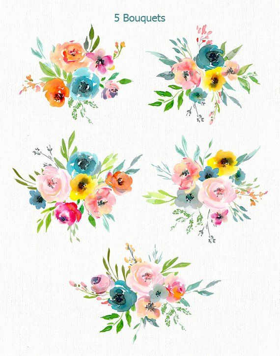 Pin on watercolor floral. Bouquet clipart summer flower