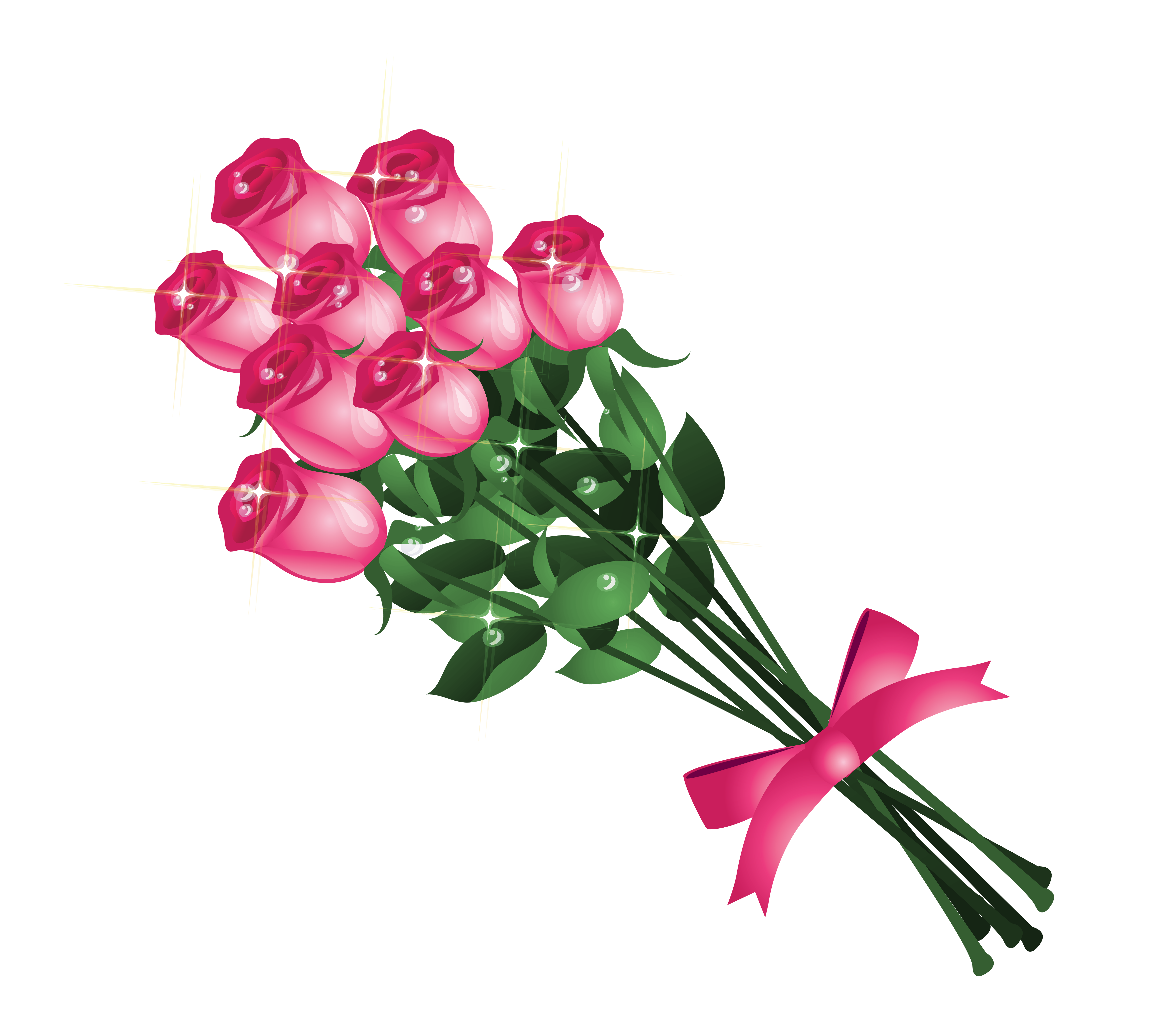 Clipart bow flower. Transparent pink roses bouquet