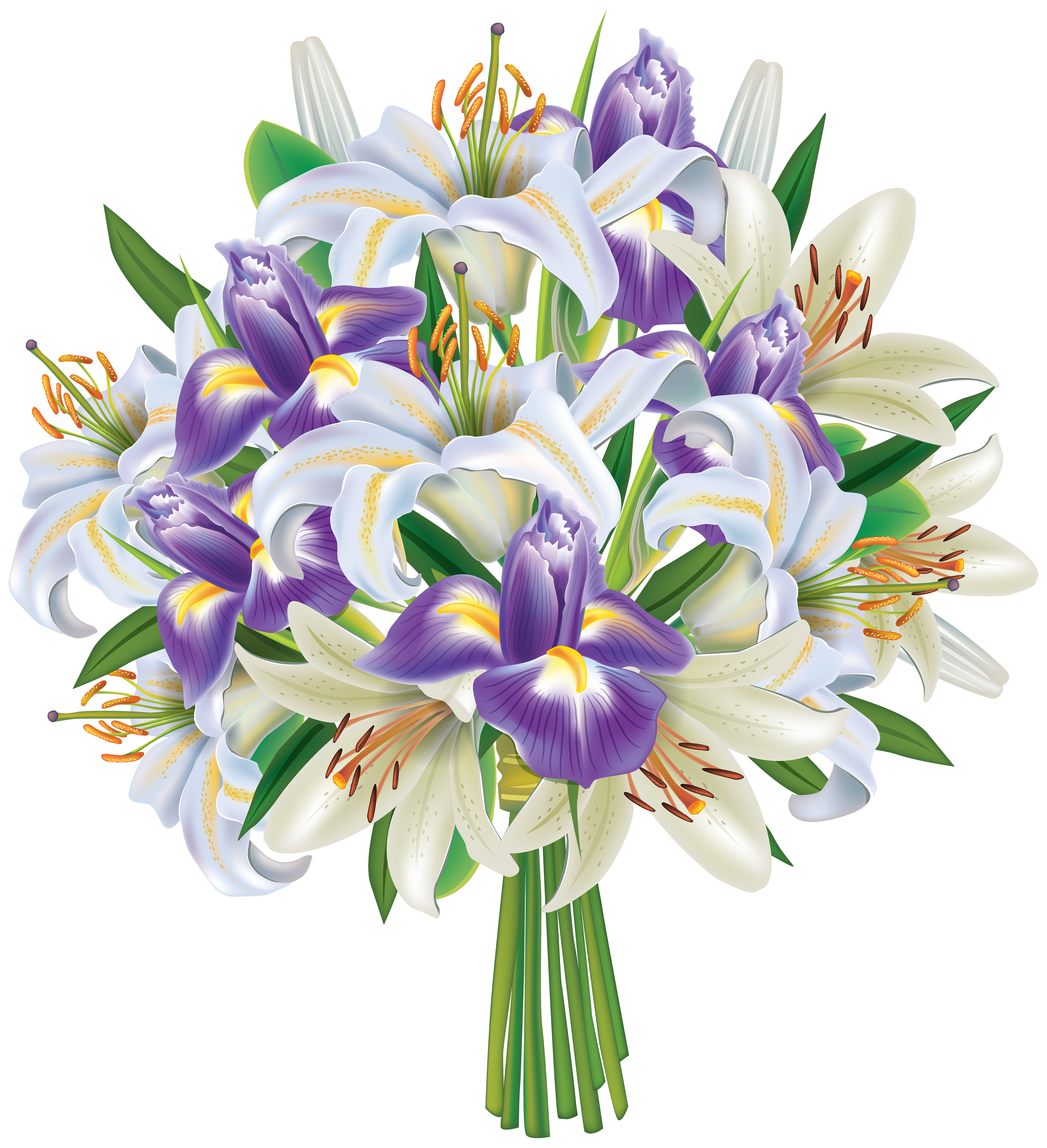 Clipart flowers pastel. Purple iris and lilies