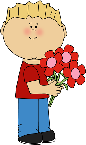 Bouquet clipart valentine. Boy holding s day