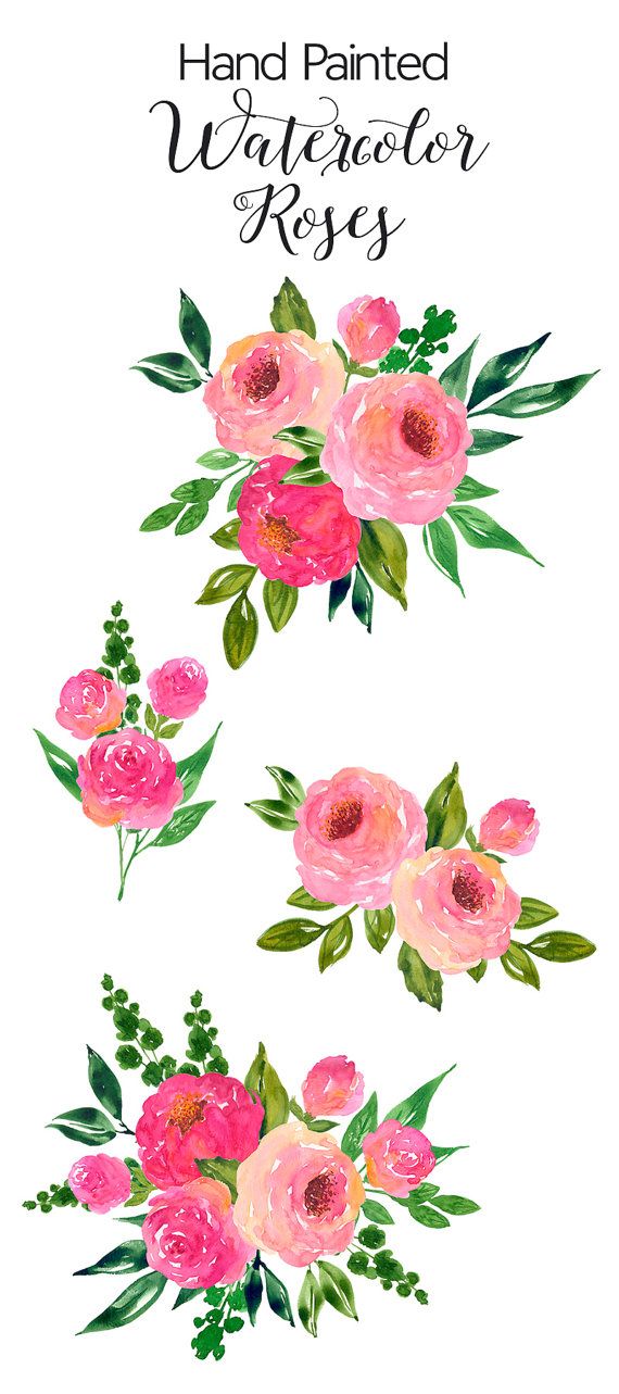 Watercolour flower clip art. Bouquet clipart watercolor