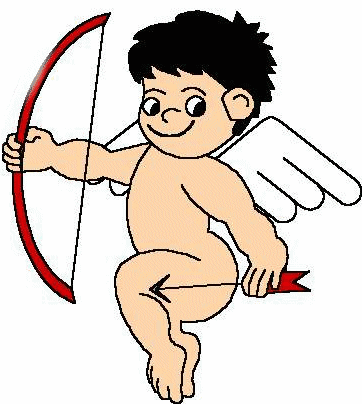 Cupid and graphics flying. Bows clipart animated
