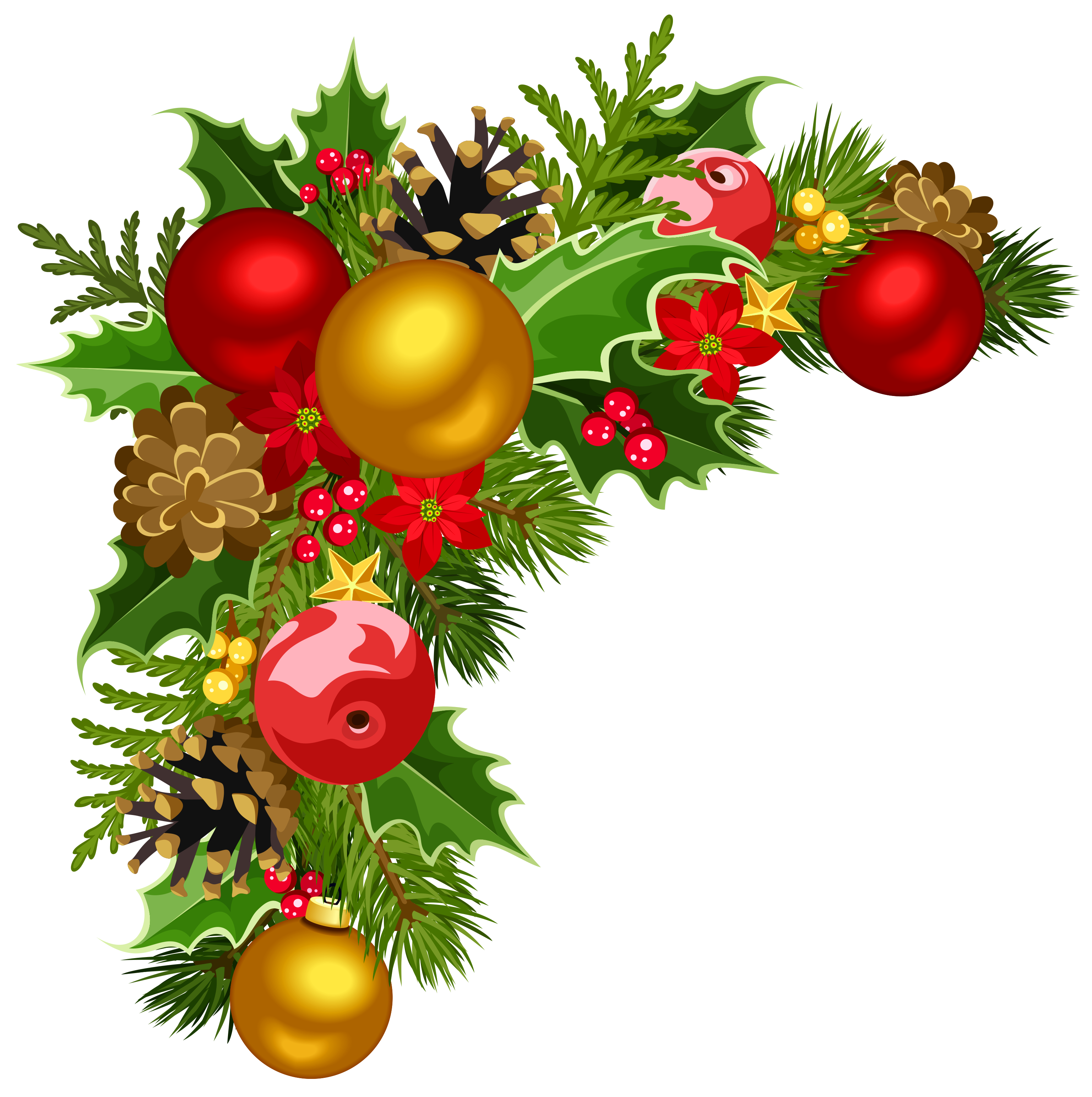 Christmas deco with tree. Garland clipart corner