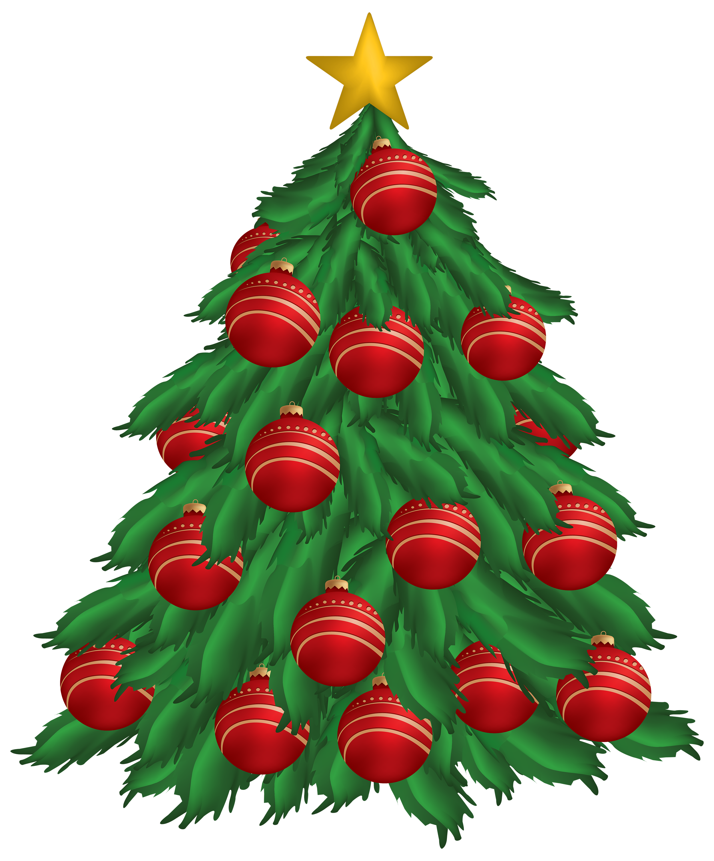 Tree with red ornaments. Musical clipart christmas