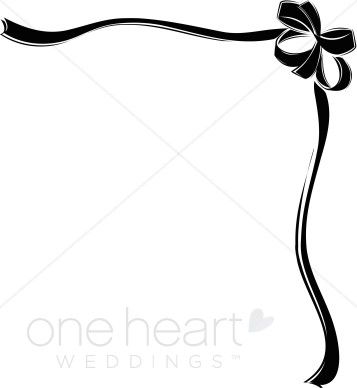 Bow clipart corner. Black heart and bows