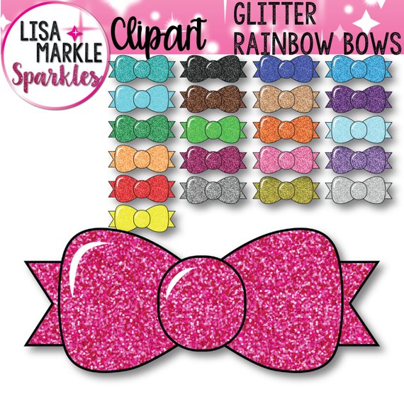 Ribbon rainbow commercial use. Bow clipart glitter