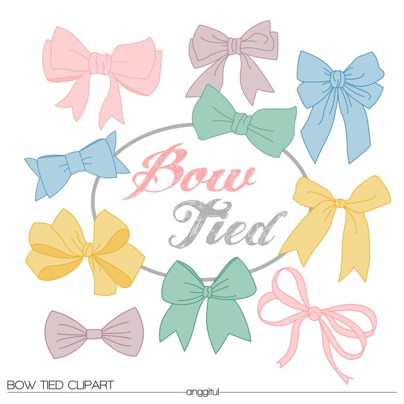 Vintage tied ribbons vector. Clipart bow shabby chic