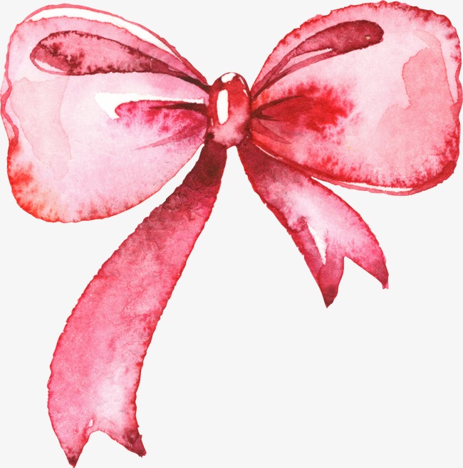 Hand painted bow pink. Bows clipart watercolor