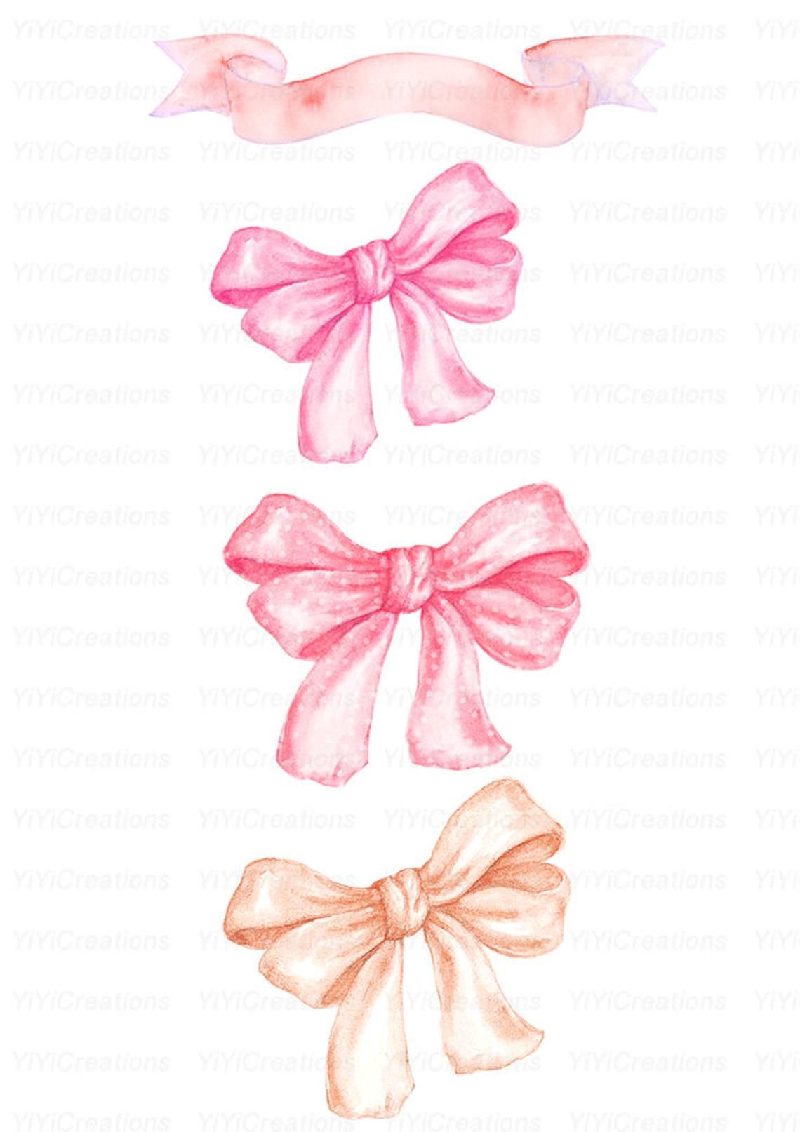 Hand painted gold and. Bows clipart watercolor