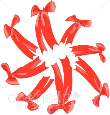 Red bow circle. Bows clipart wedding