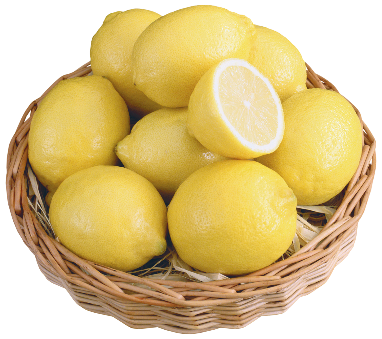 In wicker bowl png. Lemons clipart basket