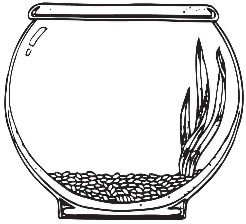 Bowl clipart coloring page. Fish pencil and in