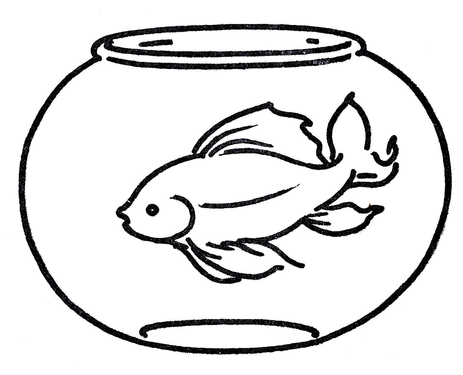 Goldfish clipart fishblack. Free in bowl line
