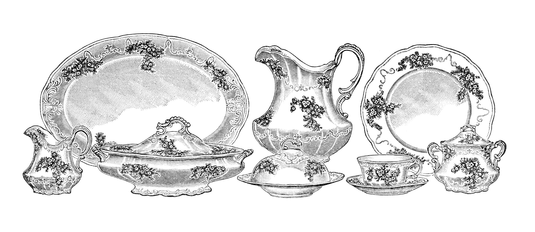 Bowl clipart crockery. Free vintage image dinner