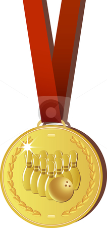 Stock vector. Bowling clipart medal