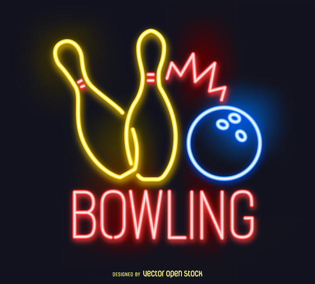 bowling clipart neon