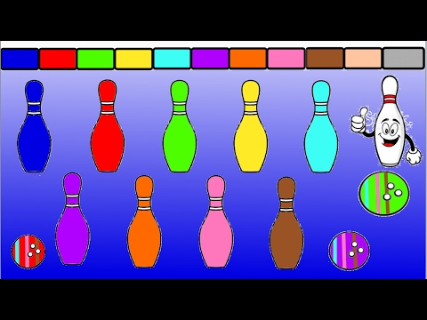 Learn colors with game. Bowling clipart permainan