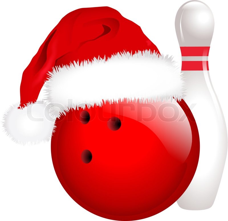 Christmas pencil and in. Bowling clipart vector