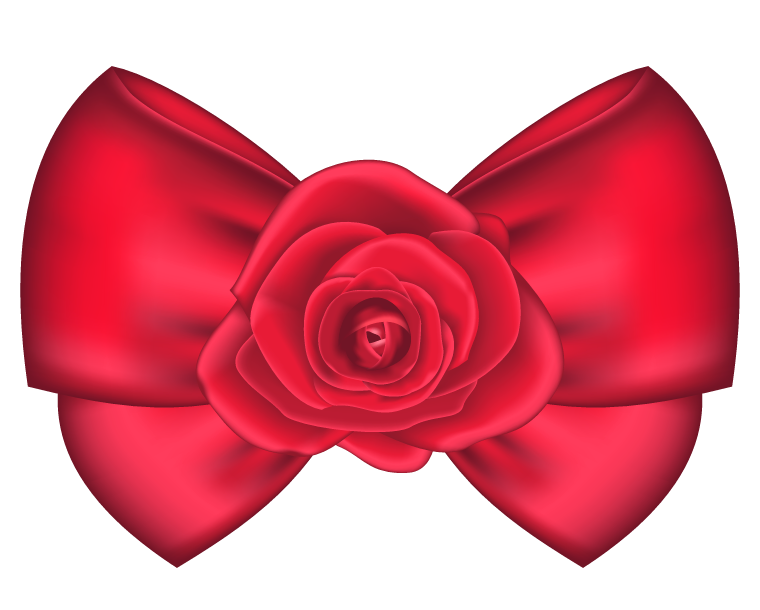 Decorative bow with rose. Zipper clipart red