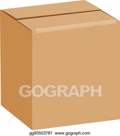 Eps illustration sealed square. Box clipart brown box
