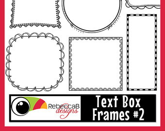 Frames text digital clip. Box clipart doodle
