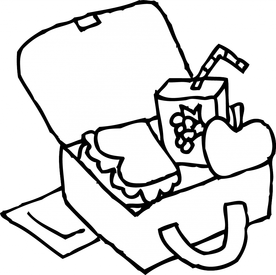Lunch bag drawing at. Outside clipart black and white