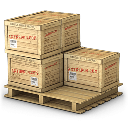 With five wooden crates. Box clipart pallet