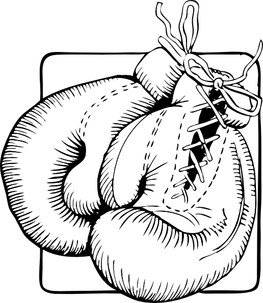 Boxer clipart black and white. Boxing gloves outline clip