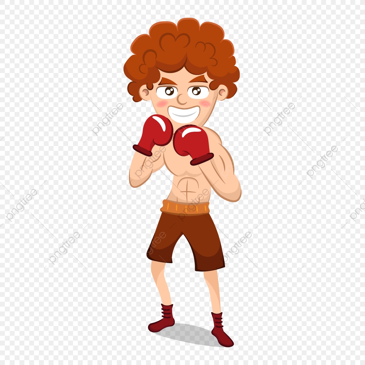 Smiling in red gloves. Boxer clipart boxing man