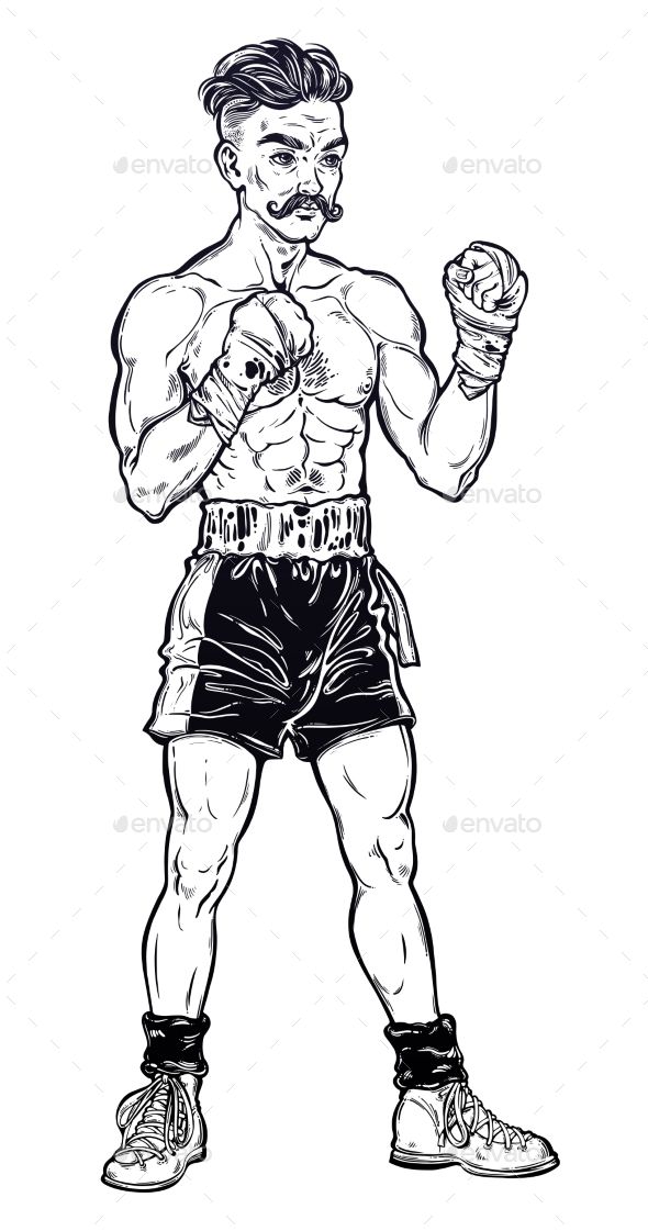 boxer clipart vintage