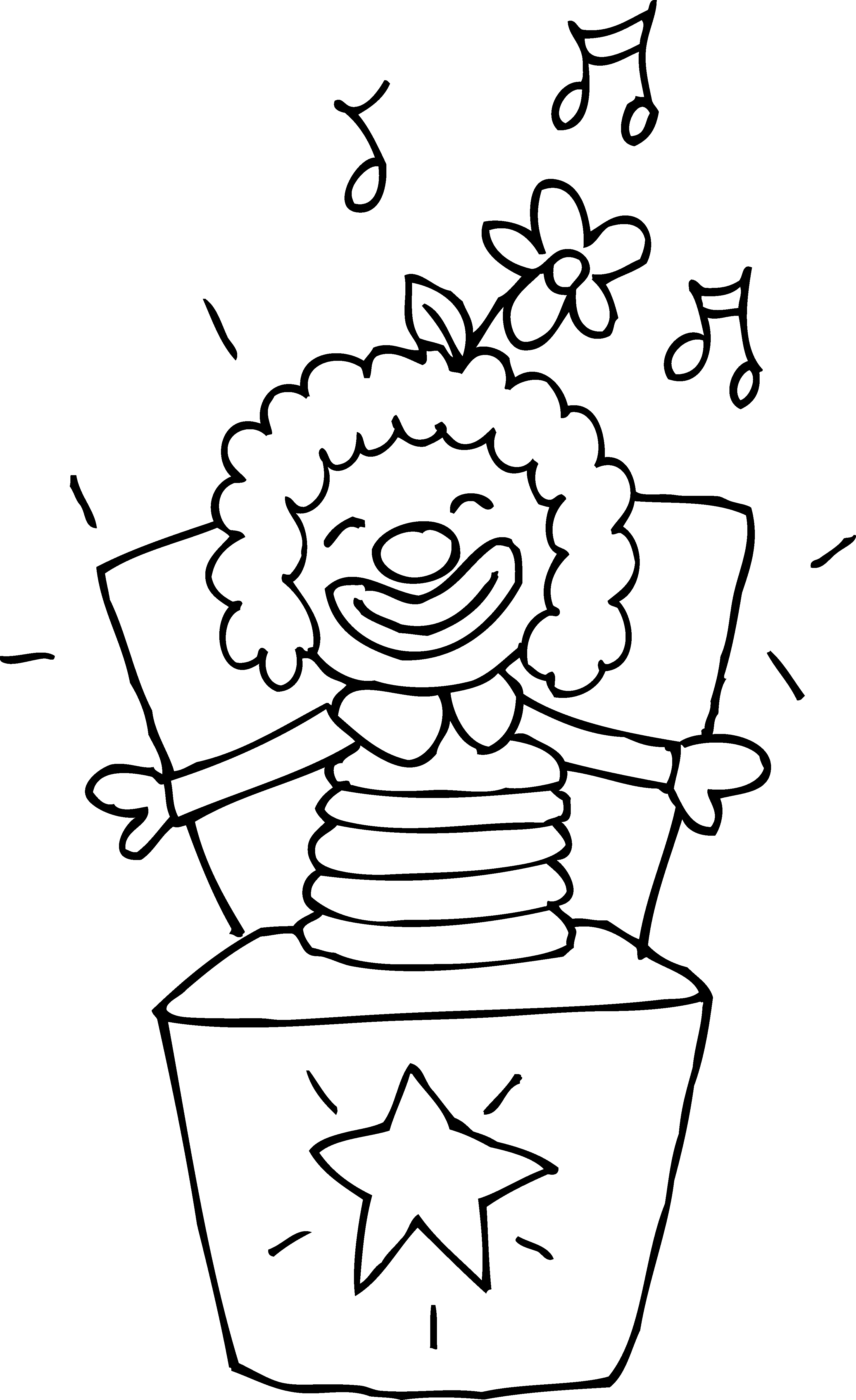 Colorable jack in the. Boxes clipart line drawing