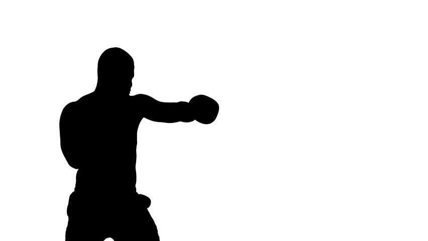 Fitness man and woman. Boxing clipart silhouette