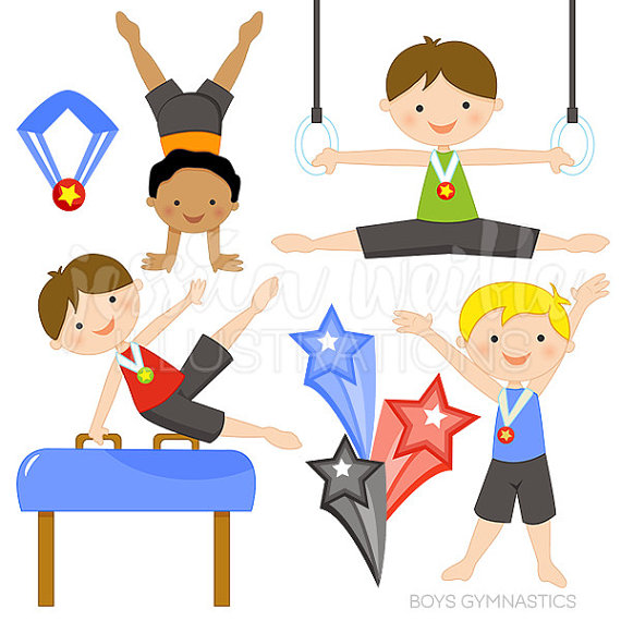 Gymnastics clipart. Boys cute digital commercial