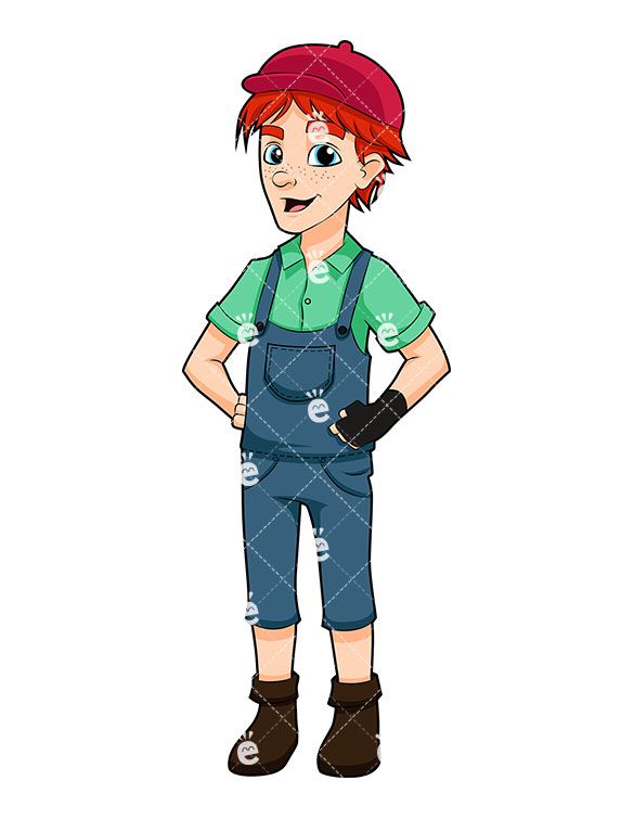 Teenage boy wearing dungarees. Young clipart young man