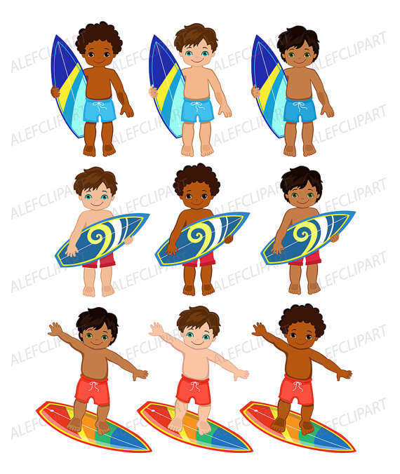 Surfer african american clip. Boys clipart transparent background