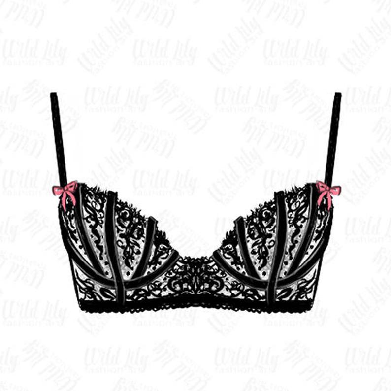 Bra clipart lace bra. Lingerie clip art black