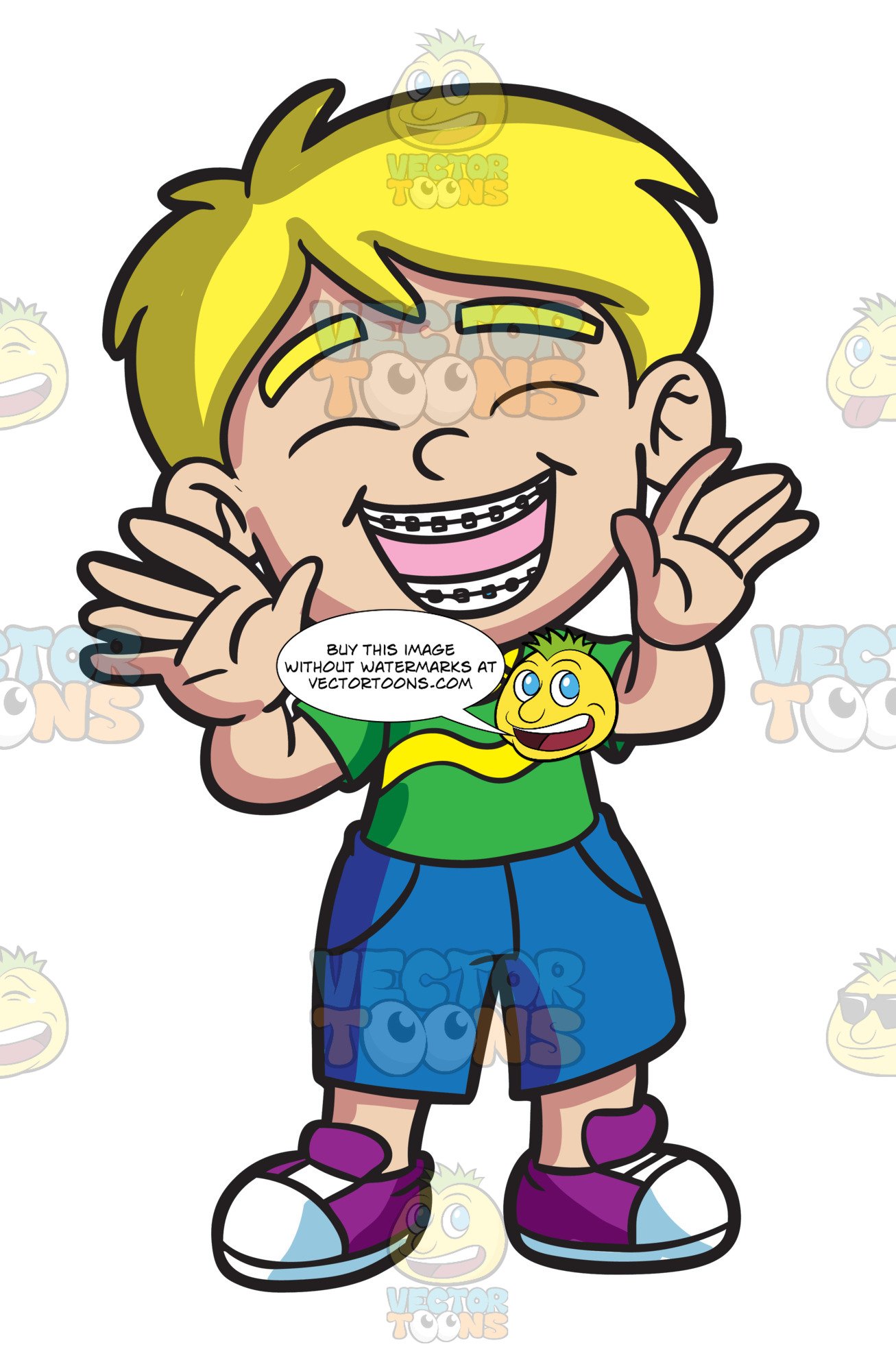An ecstatic with . Braces clipart boy