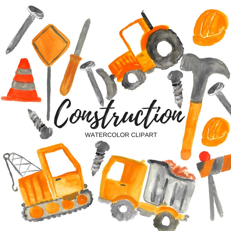 Tools watercolor party commercial. Construction clipart construction tool