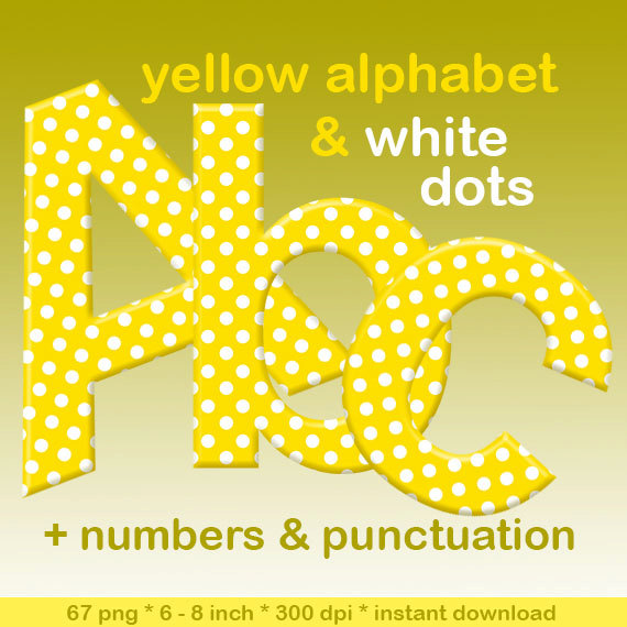 Braces clipart punctuation mark. Yellow polka dots digital