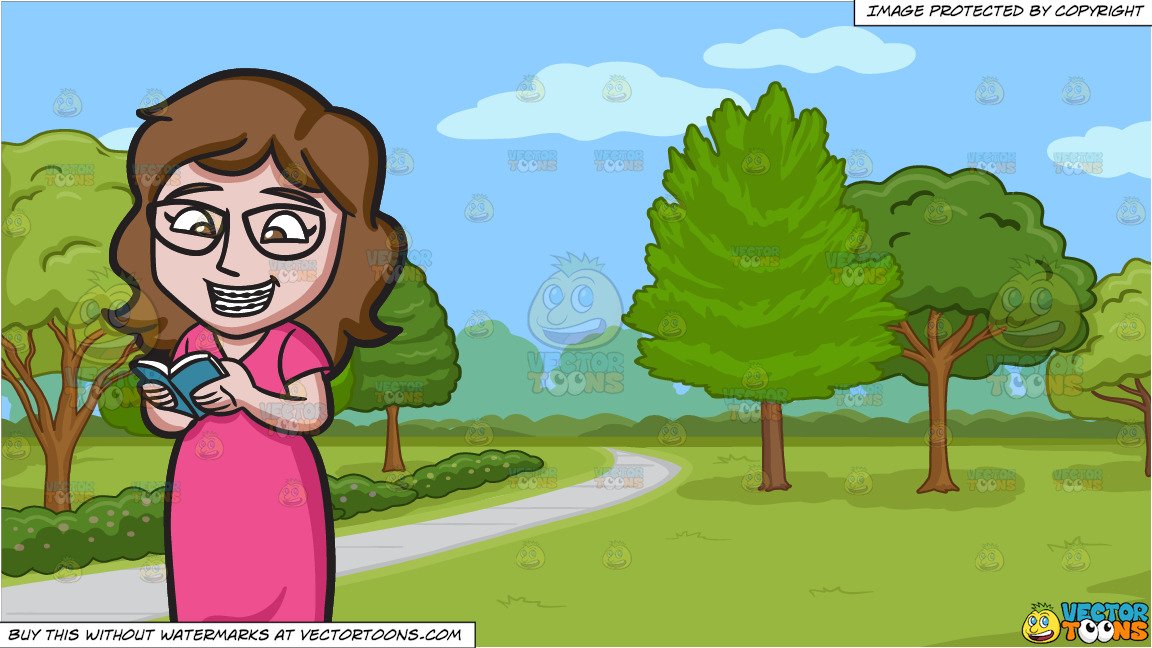 A woman with reading. Braces clipart walking