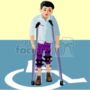 Braces clipart walking. A young boy with
